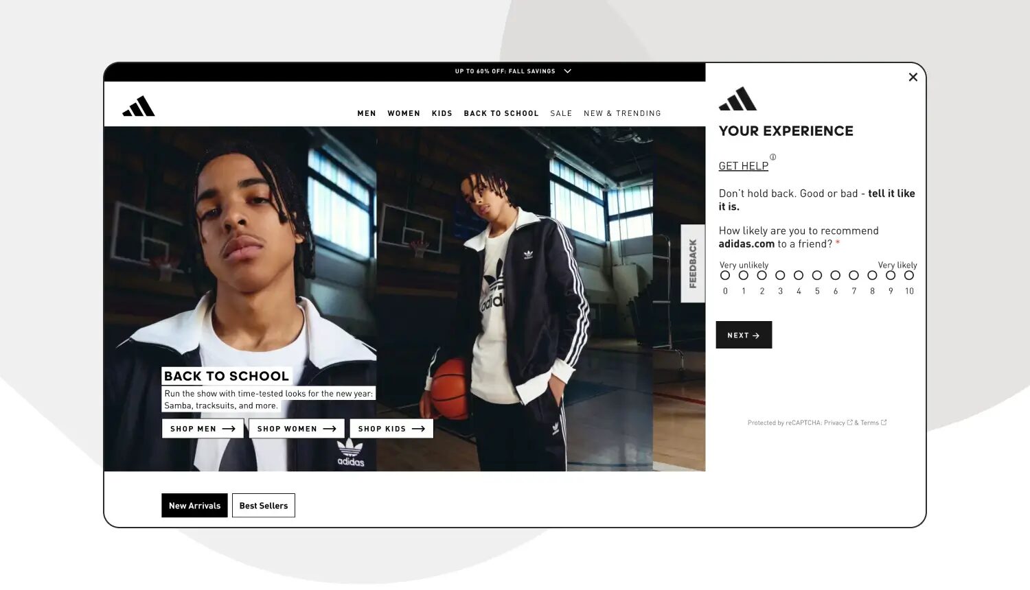 Adidas gather feedback on its feedback survey.