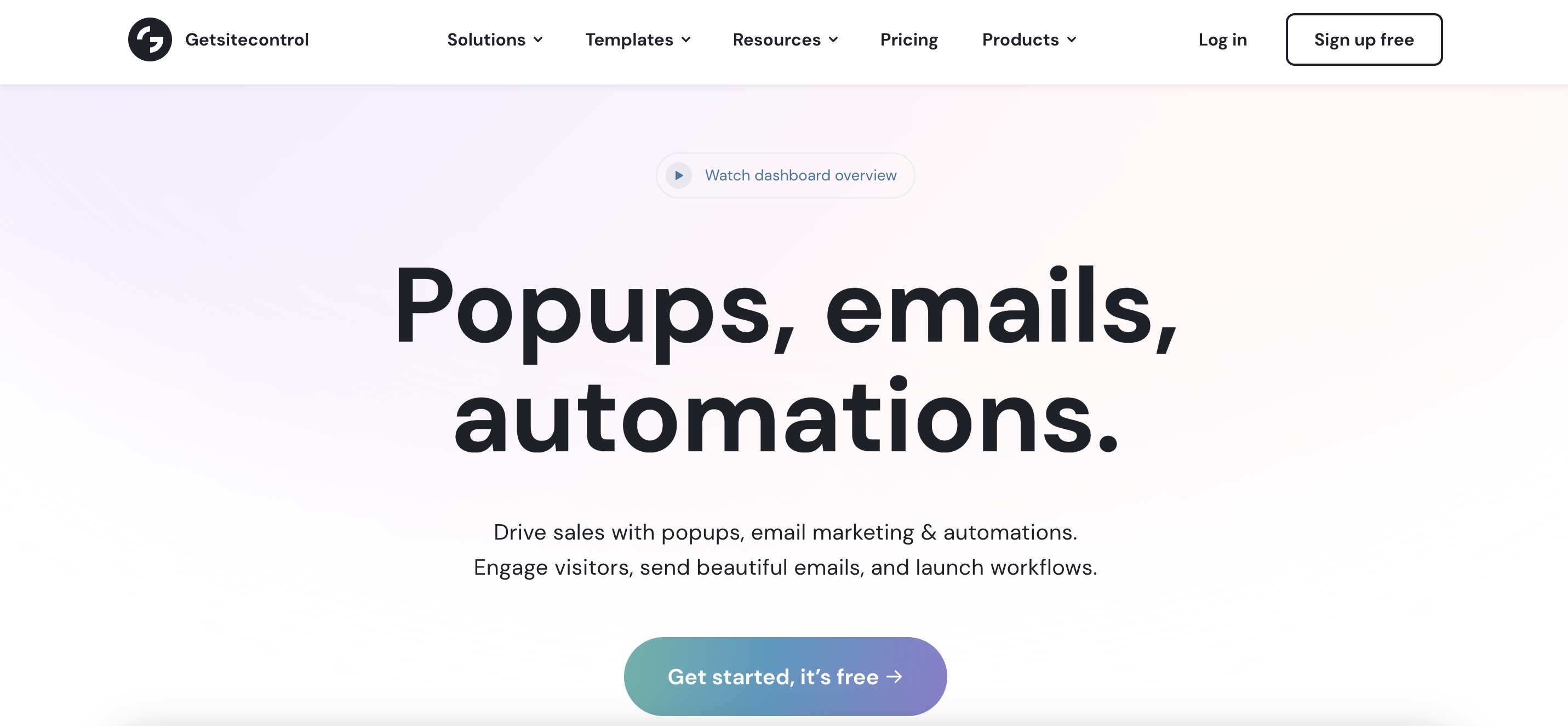 Getsitecontrol pop-up tool