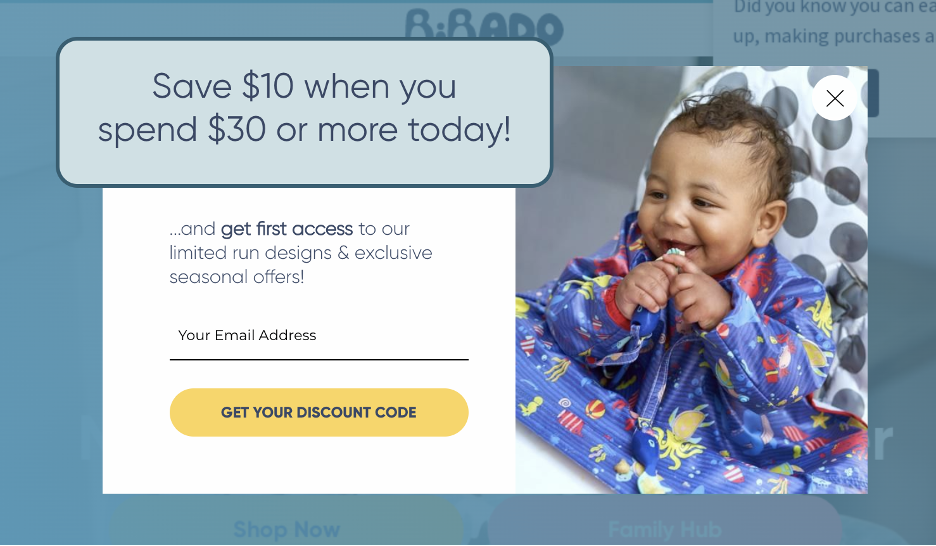 Exit intent popup from Bibado with remind visitors to spend more.