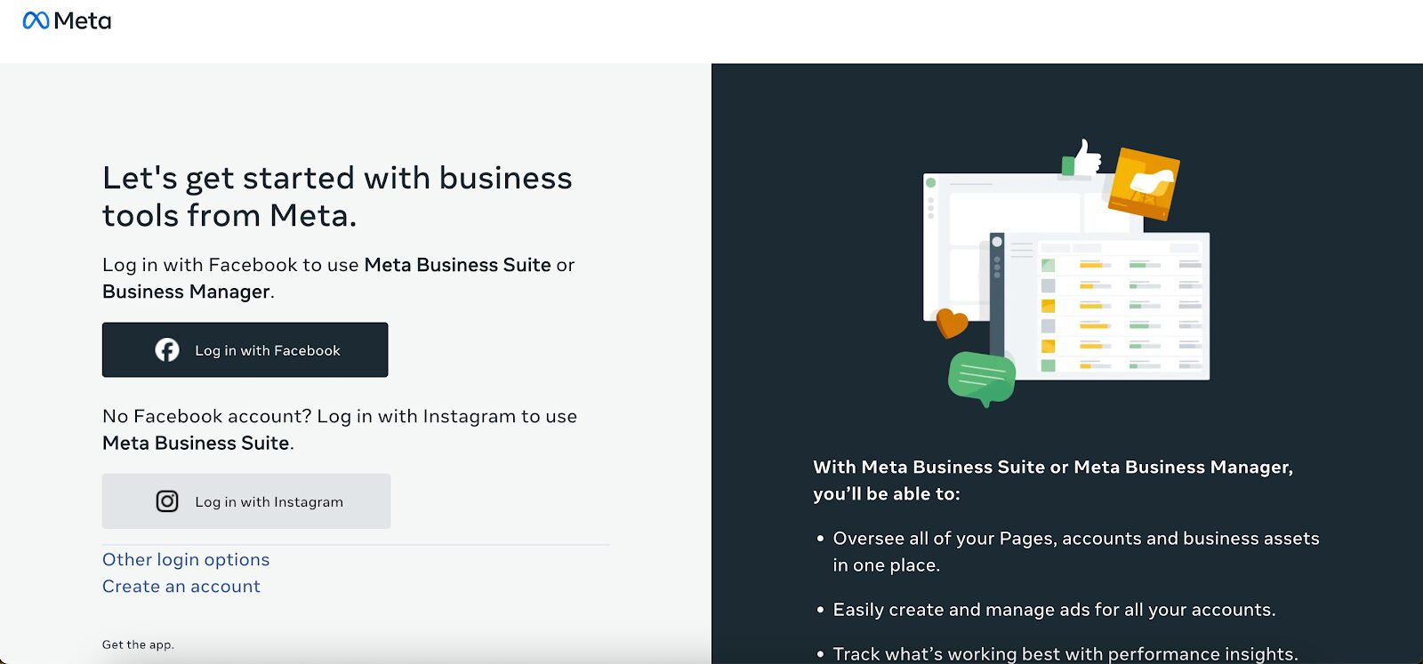 To start your Facebook advertising journey log in to your account, and make sure you have a Facebook business page.
