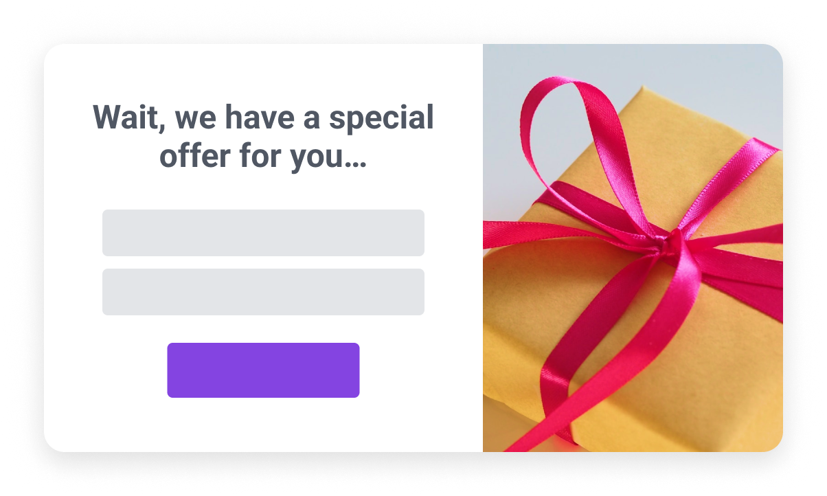 A special offer popup displayed based on user behavior